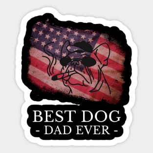 Best Dog Dad Ever American Flag Sticker